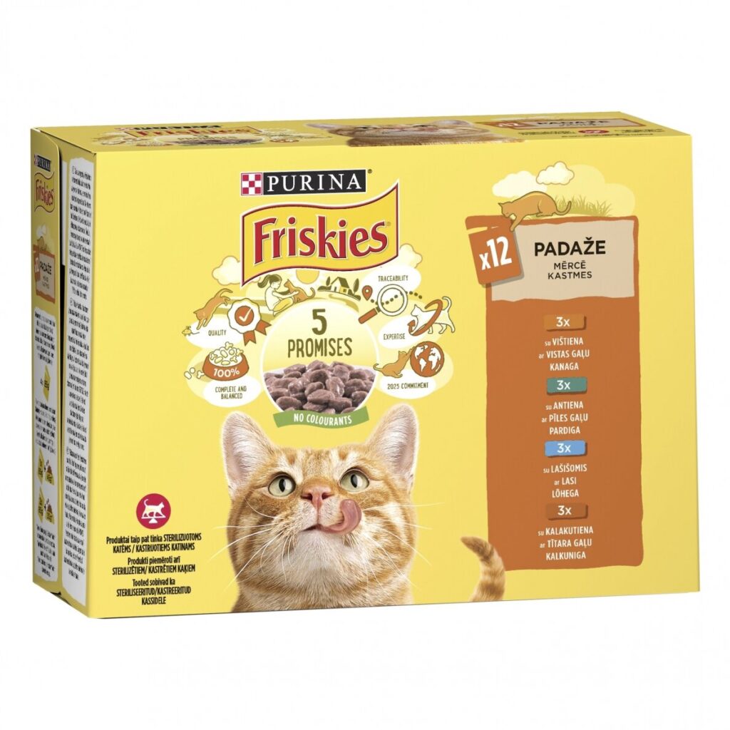 FRISKIES konservuotas kačių ėdalas kelių rūšių pakuotė, 12x85g