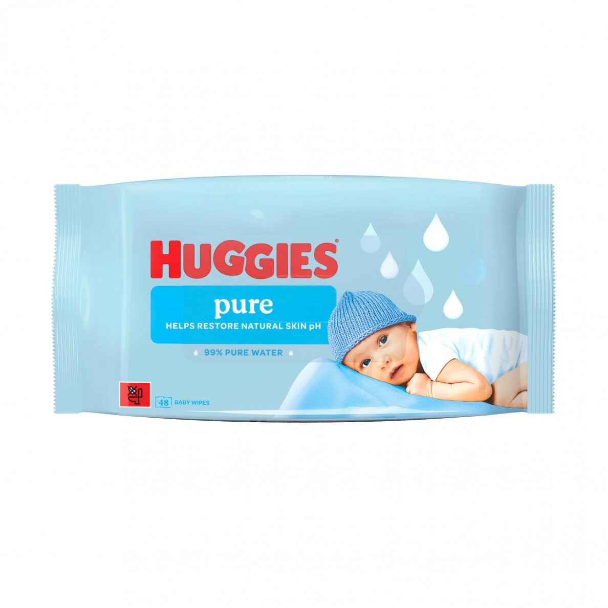 HUGGIES drėgnos servetėlės Pure Single 48vnt