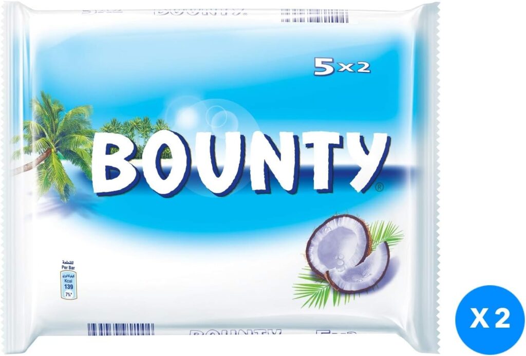 Šokoladinis batonėlis BOUNTY su švelniu kokosų įdaru, 5 x ( 2 x 28,5 g )