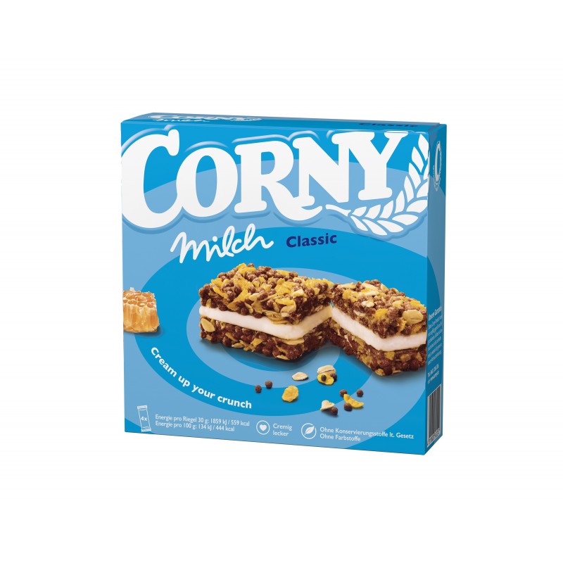 CORNY MILK javainių batonėliai su pieniniu pertepimu, 4x30g