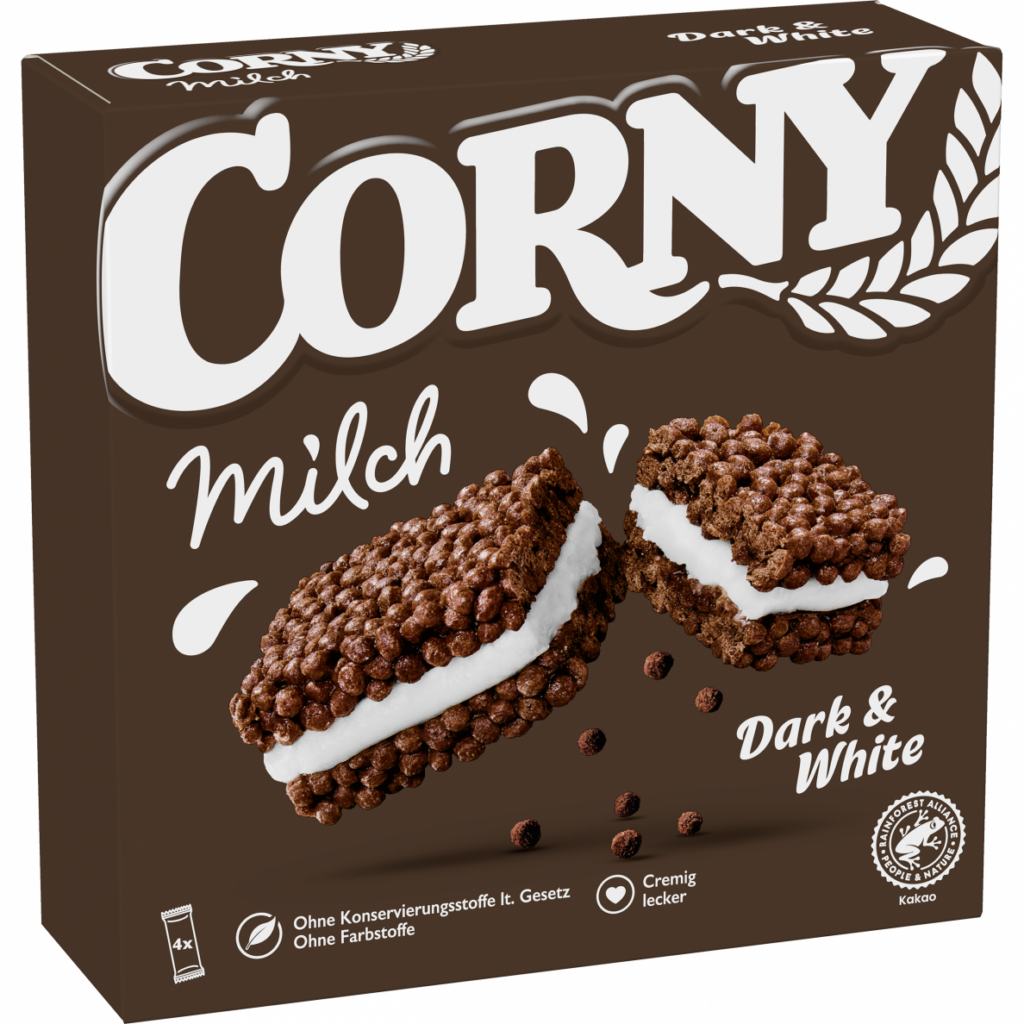 CORNY MILK javainių batonėliai su pertepimu "Dark/White", 4x30g