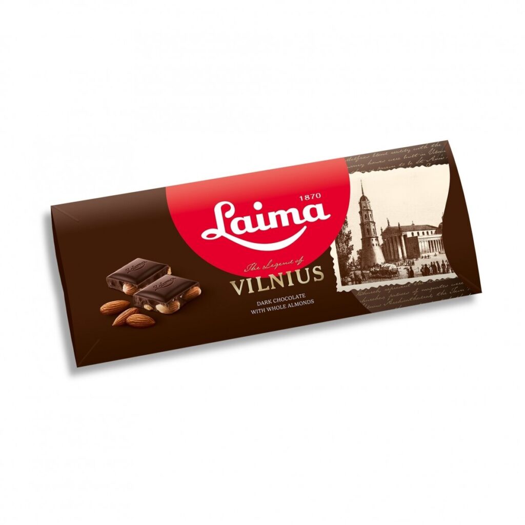 LAIMA kartusis šokoladas su migdolais Vilnius,190g