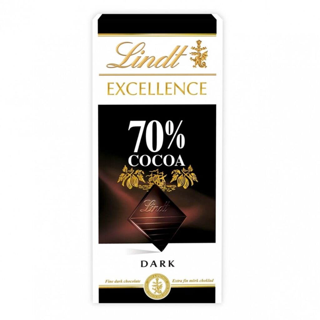 LINDT EXCELLENCE juodasis šokoladas (70%), 100g