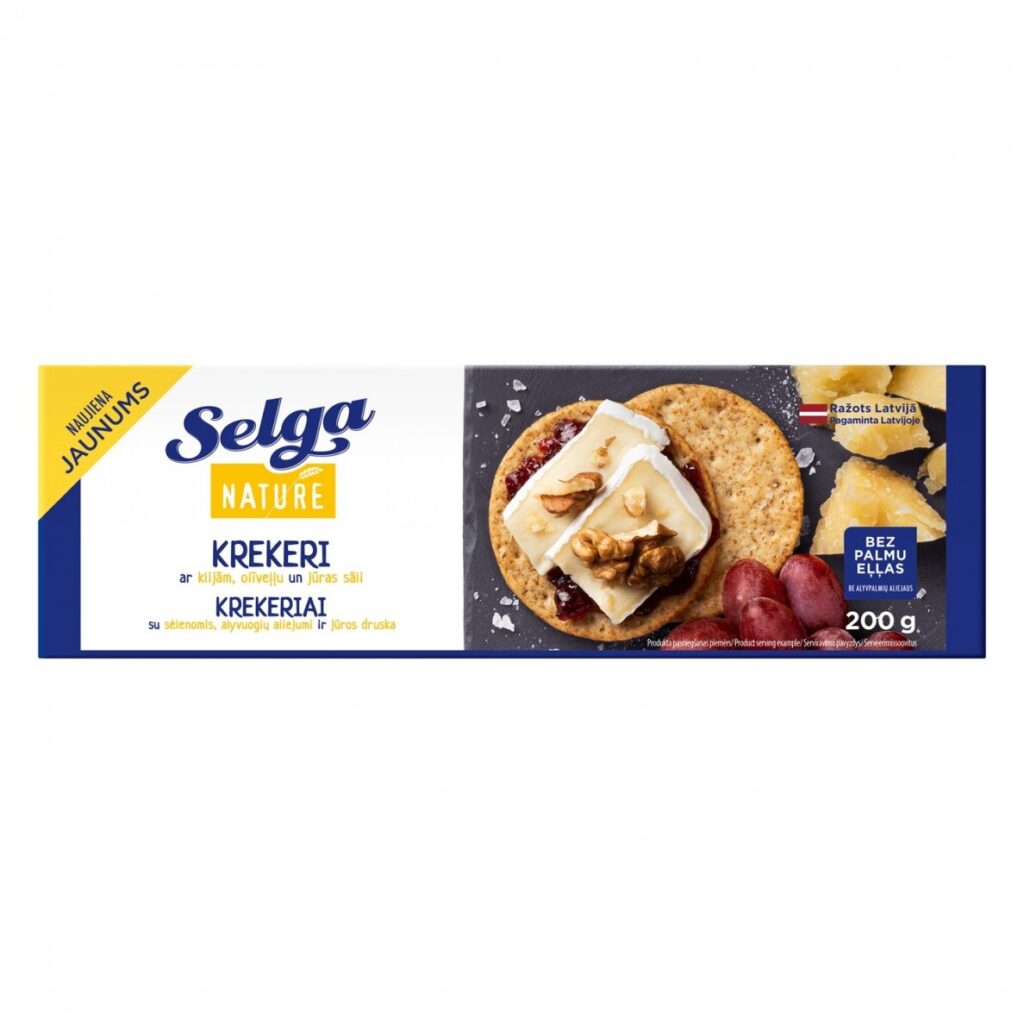 SELGA krekeriai sūrūs su kviečiu sėl.ir aliejumi, 200g