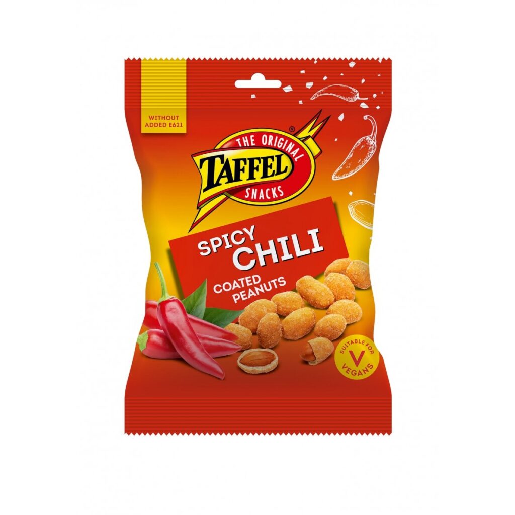 TAFFEL CHILLI aitriųjų paprikų skonio sūdyti riešutai, 140 g